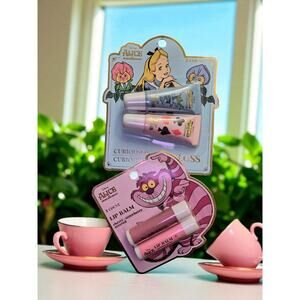 NEW~DISNEY Alice In Wonderland/Cheshire Cat x4 Lip Gloss/Balm~Cherry/Strawberry